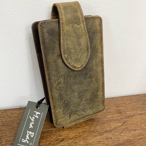 Myra Bag Accessories - Myra bag leather mobile cell phone case carrier with clip